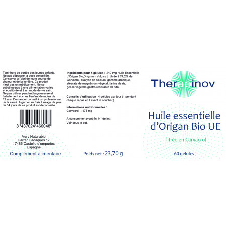 Huile essentielle d'Origan bio UE - Therapinov -  -  Compléments alimentaires Oligo-éléments naturels bio